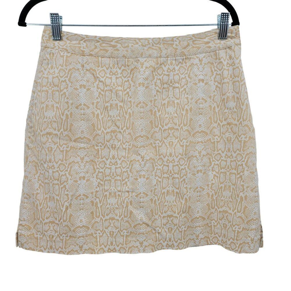 EP Pro Golf Skort 8 Beige Snake Print Skirt Short‎ Lined Stretch Cotton Pockets